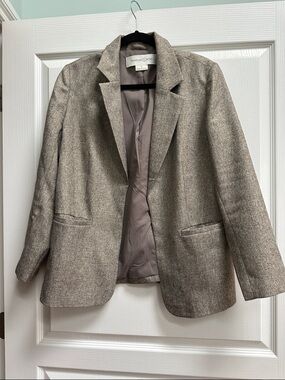 Treasure & Bond Taupe Heathered Wool-Blend Blazer